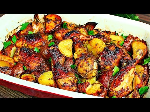 One Pan Roasted Chicken and Potatoes Recipe - Easy Delicious Roasted Chicken and Potatoes Video