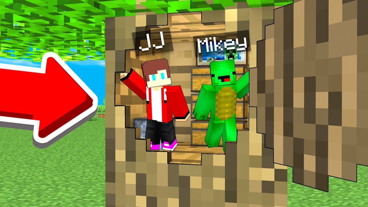 TINY JJ and Mikey Built a Secret Base Inside a TREE in Minecraft