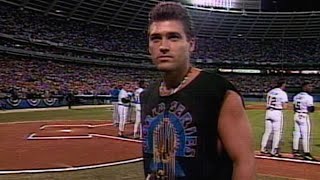WS1992 Gm1: Billy Ray Cyrus performs national anthem