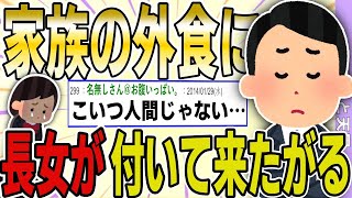 .....「ウチは役割的に次女=お嬢、長女=お笑い担当。」どこの子供がお笑い担当で満足するのか。......何で子供が親を笑わせなきゃあかんのじゃ?.........この一文だけで、毒親ってわかる。 - 【2ch 非常識スレ】家族のディナーに長女が付いて来たがるのです…→人間の心が無いイッチにスレ民が大激怒wwww【ゆっくり解説】