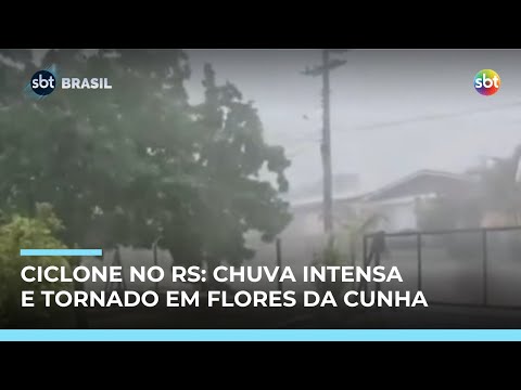 Ciclone de alto risco atinge RS: chuva intensa,ventos fortes e tornado em Flores da Cunha|#SBTBrasil
