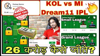 Dream11 Team of Today Match , KOL vs MI Dream11 Team 2021 , Best Team for Dream11 Today , KKR vs MI