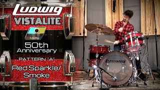 Video thumbnail for Ludwig VISTALITE 50th Anniversary Special Edition Drum Kit - Pattern "A" Red Sparkle/Smoke by Steve Maxwell Drums