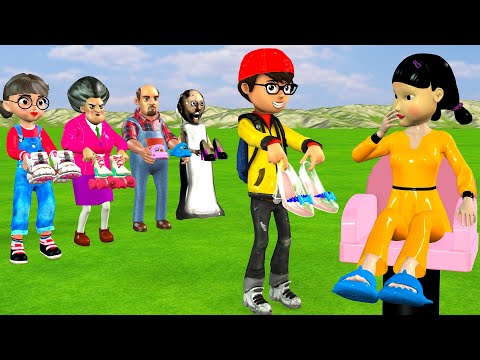 Scary Teacher 3D vs Squid Game False Shoes Squid Game Doll Nice or Error 5 Time Challenge