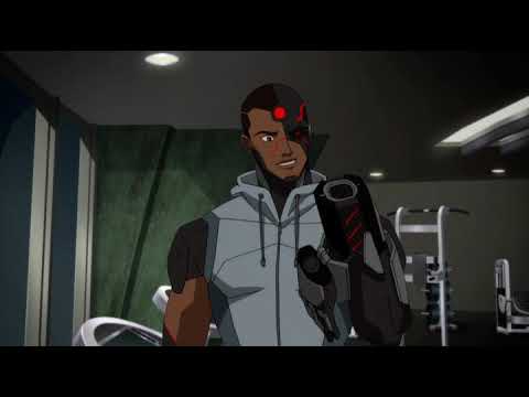Young Justice S03E21 - Garfield aka Beast Boy and Cyborg are working out
