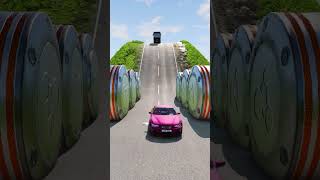 Multiple Bollards vs Longer Bus BeamNG Drive #gameplay