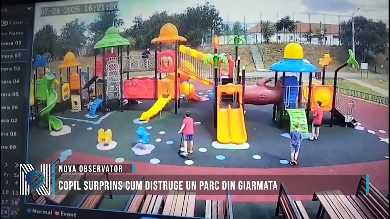 Copil surprins cum distruge un parc din Giarmata