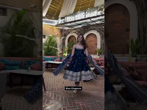 Blue Designer Vichitra Silk Gown Set with Zari-Coding, Sequin Embroidery & Dori Latkan – Premium 3-Piece Stitched Ensemble