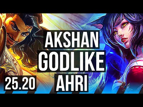 AKSHAN vs AHRI (MID) | 72% winrate, 7 solo kills, 18/3/1, Godlike | EUW Grandmaster | 25.20