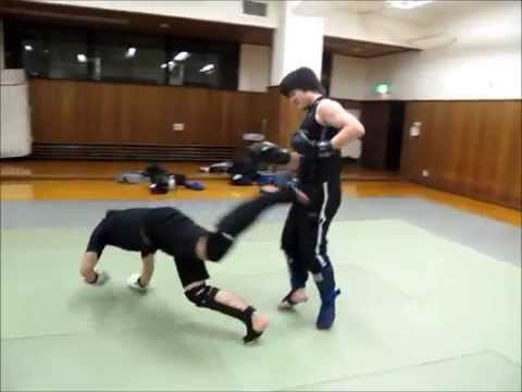 【三日月蹴り】さとりさんＶＳミスターカラテ　久々スパー