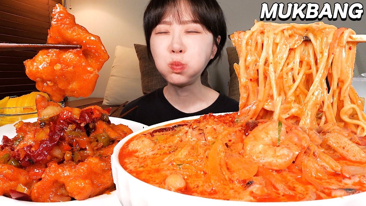 💗불향 가득 꾸덕 촉촉한 보배반점 크림짬뽕🍜, 직접 만든 깐풍기 먹방🌶️ Spicy cream jjamppong, Kkanpunggi MU