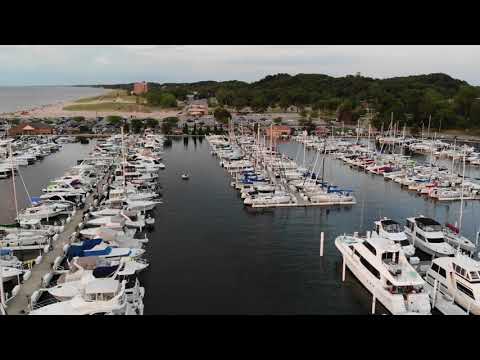 Sailing the Greatest Lakes Hunter 34 at the dock on a beautiful evening.