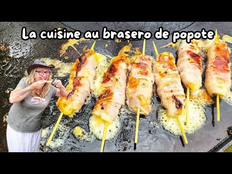 BROCHETTES DE SAINT-NECTAIRE AU LARD CUITES AU BRASERO