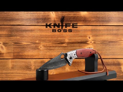 KnifeBoss lovecký zavírací damaškový nůž Viper Rosewood VG-10