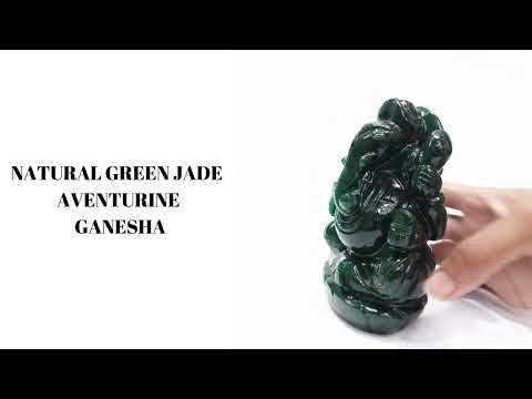 Jade Ganesha, Natural Green Jade Ganesha Statue For Worship and Gifts