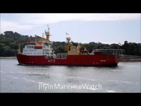 HMS Protector laeving Plymouth
