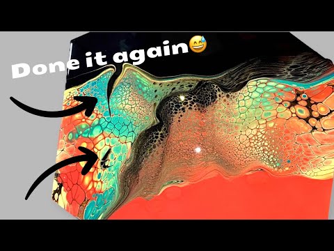 (170)Never give up! 4 times failed and finally nailed it! Acrylic Pour Swipes Abstract Painting