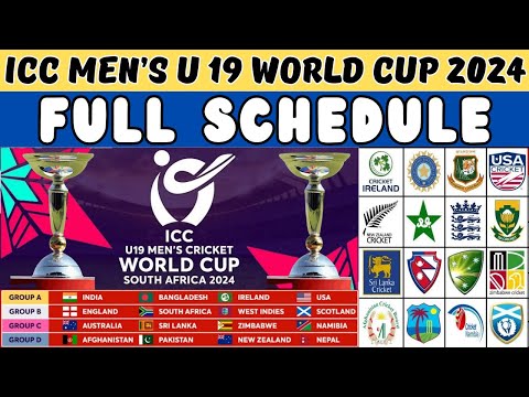 ICC Men's U19 World Cup 2024 Schedule:| All Matches Fixtures | U19 World Cup 2024 | IND vs PAK | ICC