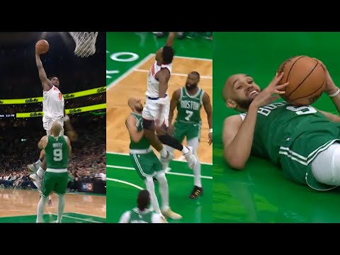 Derrick White could only smile after drawing charge on OG Anunoby insane poster dunk