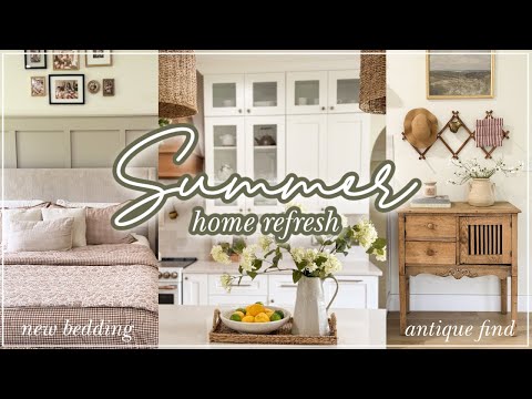 SUMMER HOME REFRESH | New Antique Furniture, Gingham Bedding, and Summer Home Decor