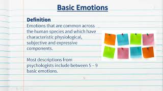 Basic Emotions - Emotion - Stage 1 Psychology