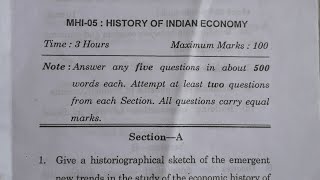 IGNOU MA IN  HISTORY  //PREVIOUS YEAR PAPER in English// MHI 5 HISTORY OF INDIAN ECONOMY June 2020