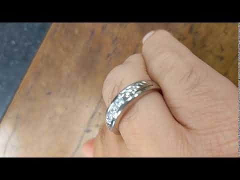 0.5 Ct. Three Stone Men's Wedding Ring with Ribbed Shank - TwoBirch TB-GR-0038-WG-H