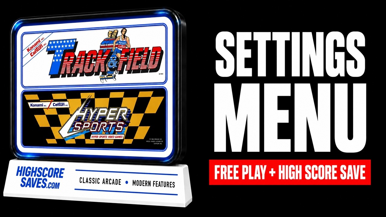 Hyper Sports Multigame Free Play and High Score Save Kit settings menu video preview