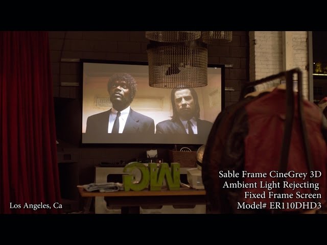 Video teaser for Elite Screens Sable Frame Series Screen Featuring CineGrey 3D Ambient Light Rejecting Material