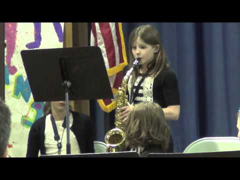 Meghan on alto sax Parkway School concert Dec 2013