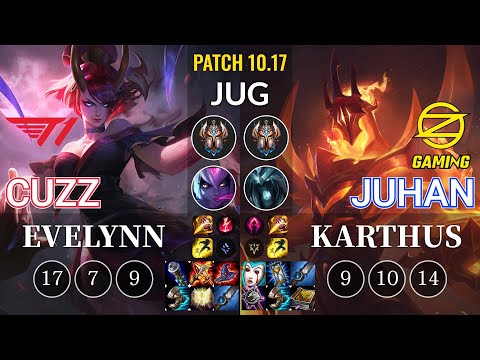 T1 Cuzz Evelynn vs OZ Juhan Karthus Jungle - KR Patch 10.17