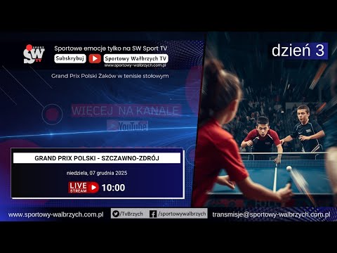 LIVE: Grand Prix Polski Żaków - Tenis stołowy - dzień 3