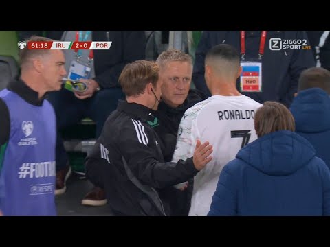 Ronaldo's Heated Reaction & Fight with Ireland Coach after Receiving the Red Card 🟥 | Portugal 