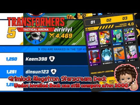 Transformers Tactical Arena  - Grimlock Megatron Starscream Deck | Under levelled Deck around 3000