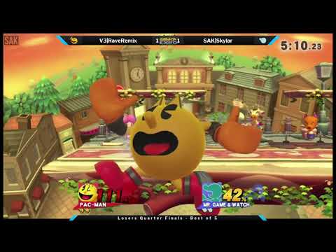 Game On Expo Smash 4 Paid Bracket Losers Quarters - V3|RaveRemix (Pac-Man) vs SAK|Skylar (Mr. G&W)