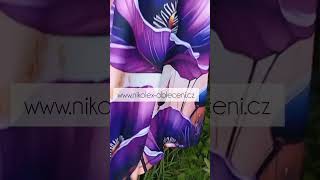 Dlouhá dámská sukně Fialové květy, ferra úplet, vel. L/XL