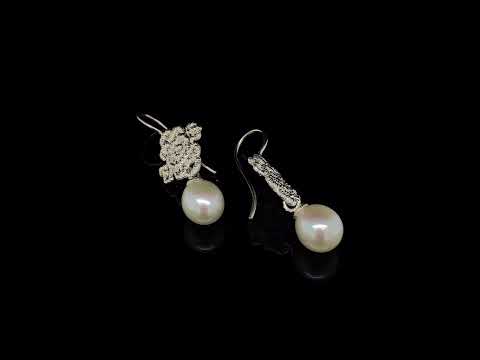 Romantic sterling silver Mona Lisa pearl earrings by Brigitte Adolph