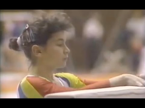Maria “Daisy” Neculita (ROM) with a solid, difficult beam routine from Cottbus ‘89