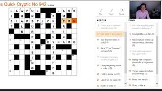 Working through the Quick Cryptic crossword from The Times on 18 Oct 2017