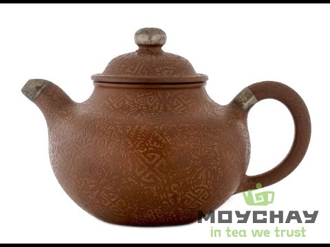 Чайник кинцуги, полностью ручная работа, оборачивание серебром # 42478, глина лао цзы ни, 297 мл.