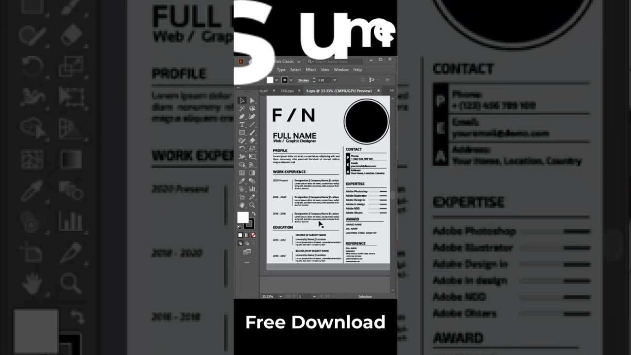 Free Resume download in illustrator, free resume downlead 2022