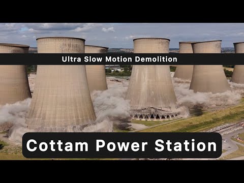 Cottam Power Station Demolition 💥 Ultra Slow Motion & Normal Speed