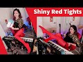 Shiny Red Pantyhose Try On Music Nylons Stockings Hosiery Tights Review Feet Soles Toes