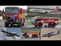 Airport Fire Trucks Responding Emergency Vehicles And Plane Spotting In The UK