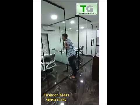 Straight Saint Gobain Toughened Frameless Office Glass Partitions, 10 mm To 12 mm