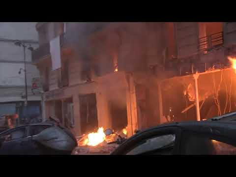A powerful explosion and fire apparently caused by a gas leak at a Paris bakery Saturday injured several people, blasted out windows and overturned cars, police said. (Jan. 12)
