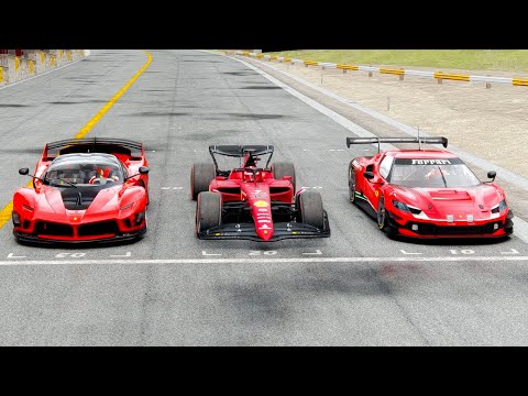 Ferrari F1 2022 vs Ferrari 296 GT3 2023 vs Ferrari FXX K EVO - Interlagos GP