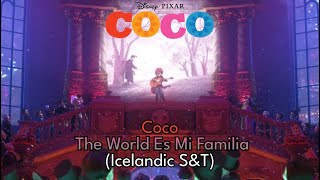Kadr z teledysku Heimurinn er min família [The World es Mi Familia] tekst piosenki Coco (OST)