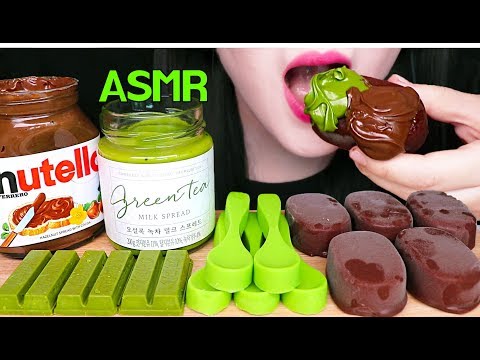ASMR NUTELLA GREEN TEA ICE CREAM + SPOON 녹차 누텔라 초콜릿 아이스크림 숟가락 먹방 (EATING SOUNDS) Video