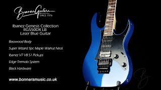 Video thumbnail for Ibanez Genesis Collection RG550DX LB Laser Blue Guitar | Bonners Guitar Store by Bonners Guitar Store
